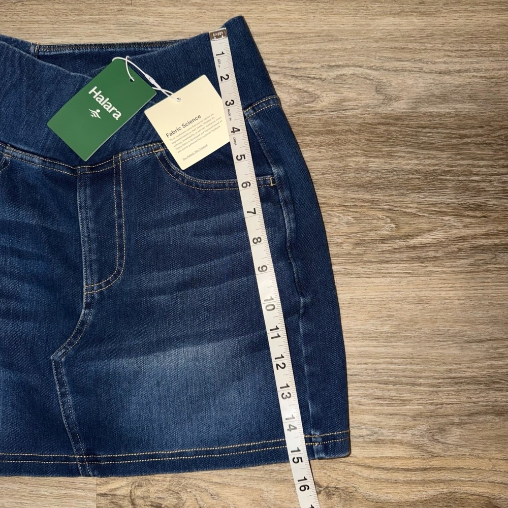 NWT Halara Crossover Denim Mini Skirt Womens High Waisted Bodycon Pocket - Picture 3 of 8